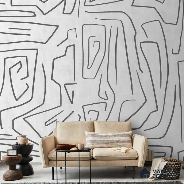 Abstract Design Wallpaper, Black & White Textured Background, Customised Indrani Series Handmade Abstract Design (Customised Size Wallpaper )